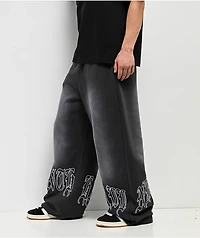 Ninth Hall Fien Black Wash Baggy Sweatpants