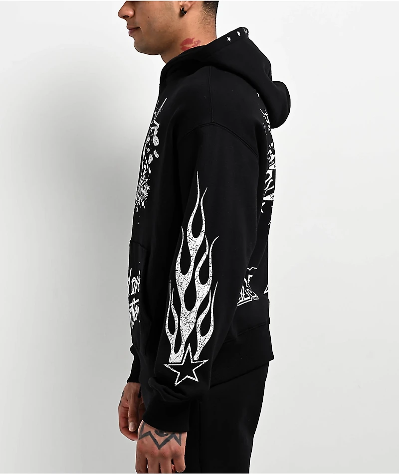 Ninth Hall Flame Black Boxy Hoodie
