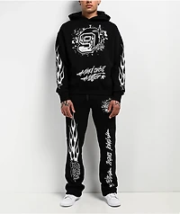 Ninth Hall Flame Black Boxy Hoodie