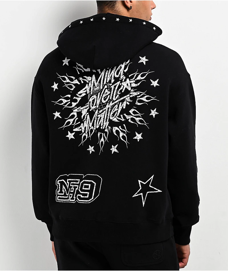 Ninth Hall Flame Black Boxy Hoodie