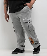 Ninth Hall Flash Tattoo Heather Grey Loose Fit Cargo Sweatpants