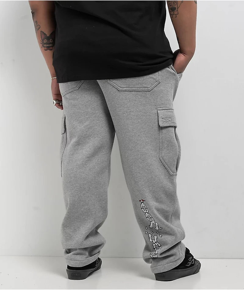 Ninth Hall Flash Tattoo Heather Grey Loose Fit Cargo Sweatpants