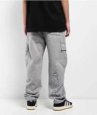Ninth Hall Flash Tattoo Heather Grey Loose Fit Cargo Sweatpants