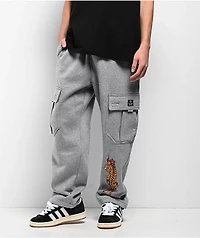 Ninth Hall Flash Tattoo Heather Grey Loose Fit Cargo Sweatpants
