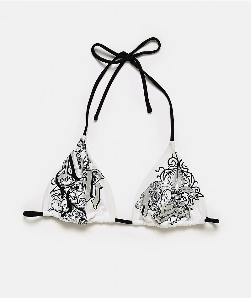 Ninth Hall Fleur White Triangle Bikini Top