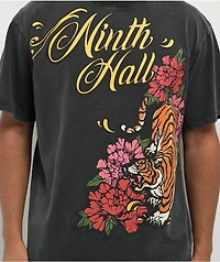 Ninth Hall Floral Tiger Vintage Black T-Shirt