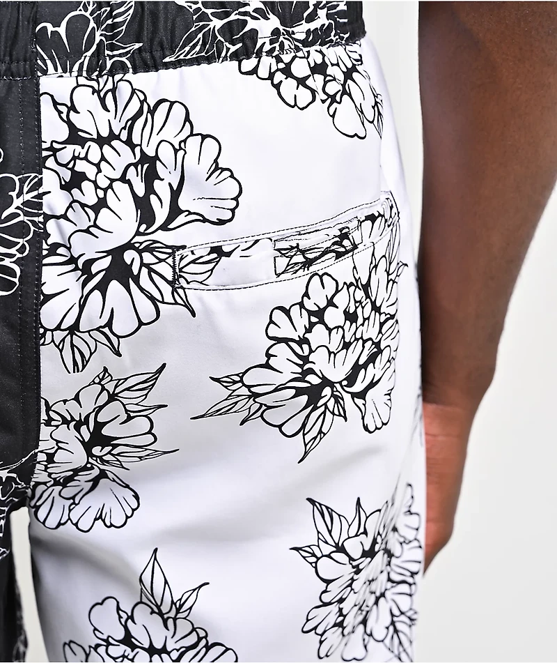 Ninth Hall Flower Split Black & White Board Shorts