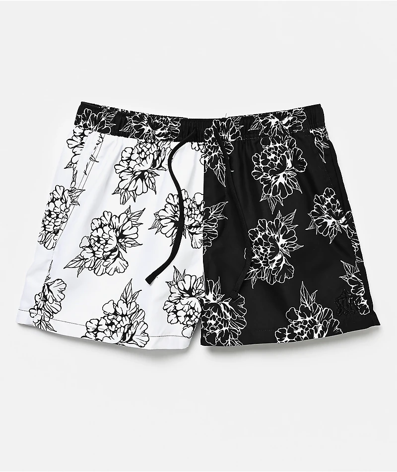 Ninth Hall Flower Split Black & White Board Shorts