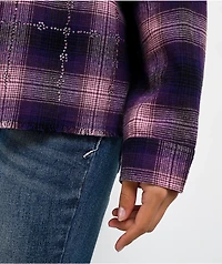 Ninth Hall Freya Rhinestone Pink & Purple Flannel Shirt