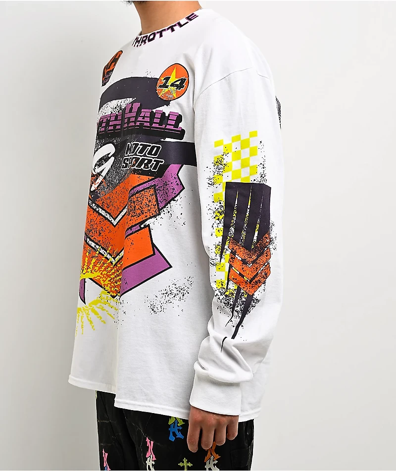 Ninth Hall Full Throttle White Long Sleeve T-Shirt