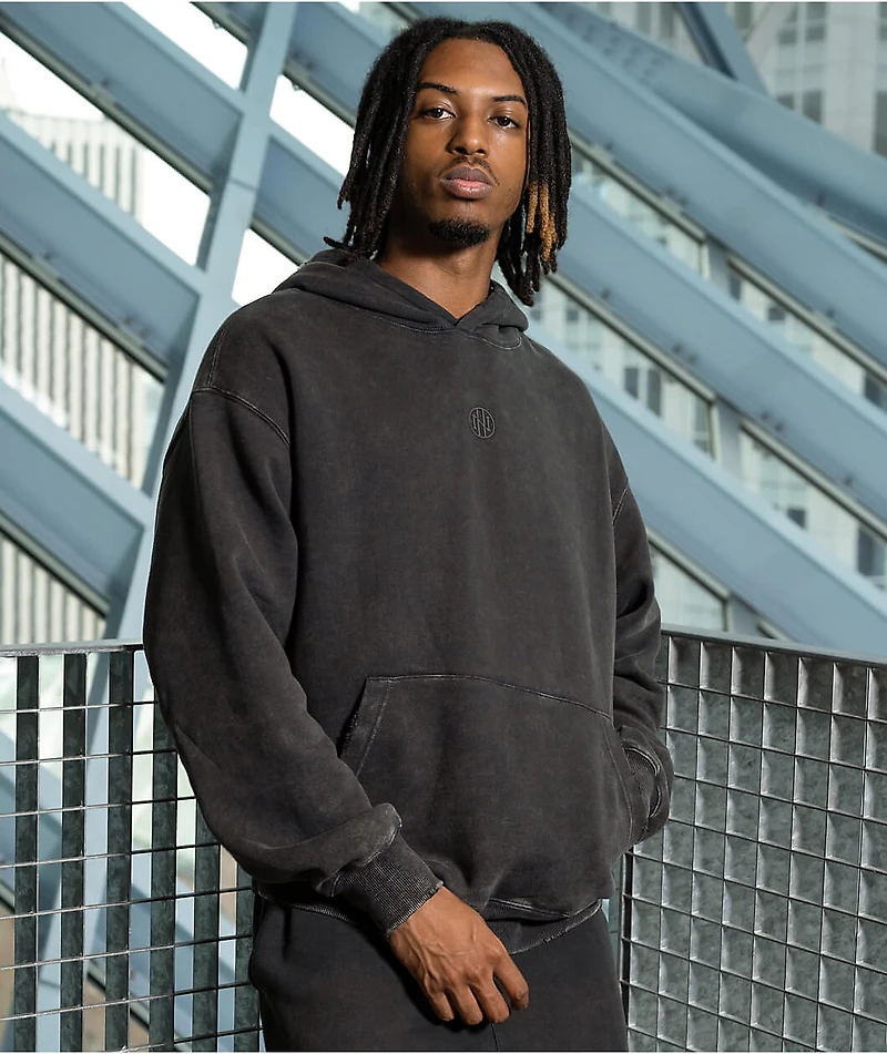 Ninth Hall Fundamentals Ash Wash Distressed Boxy Hoodie