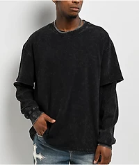 Ninth Hall Fundamentals Black Acid Wash 2fer T-Shirt