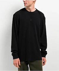 Ninth Hall Fundamentals Black Wash Thermal Boxy Long Sleeve T-Shirt