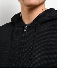 Ninth Hall Fundamentals Black Wash Thermal Zip Hoodie