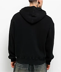 Ninth Hall Fundamentals Black Wash Thermal Zip Hoodie
