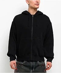 Ninth Hall Fundamentals Black Wash Thermal Zip Hoodie