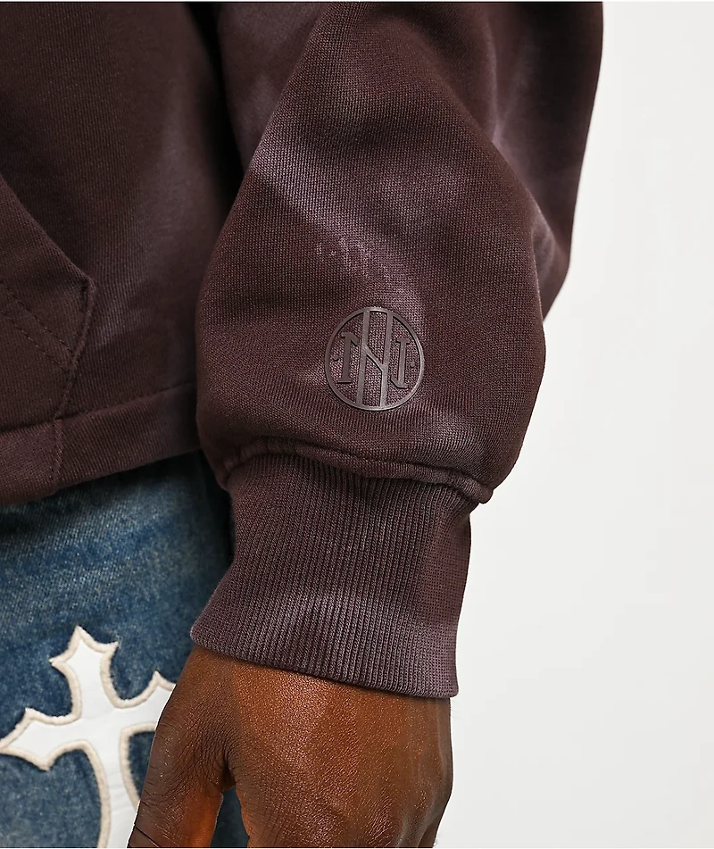 Ninth Hall Fundamentals Brown Wash Zip Hoodie