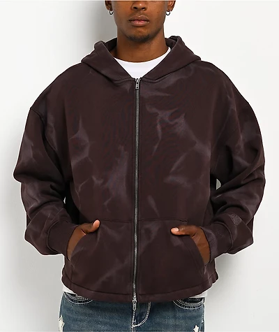 Ninth Hall Fundamentals Brown Wash Zip Hoodie