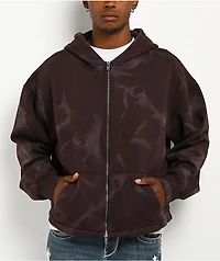 Ninth Hall Fundamentals Brown Wash Zip Hoodie