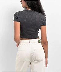 Ninth Hall Fundamentals Cuddie Black Wash Cutout Fitted Crop Top