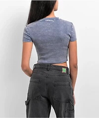 Ninth Hall Fundamentals Cuddie Blue Wash Cutout Fitted Crop Top