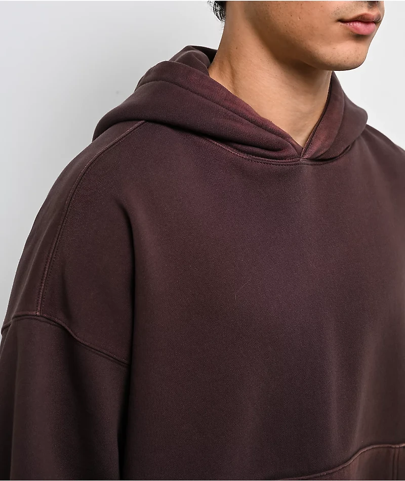 Ninth Hall Fundamentals Dark Brown Wash Oversized Hoodie