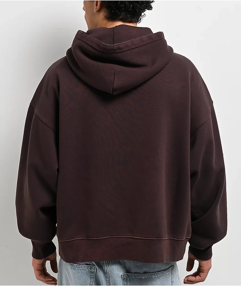 Ninth Hall Fundamentals Dark Brown Wash Oversized Hoodie