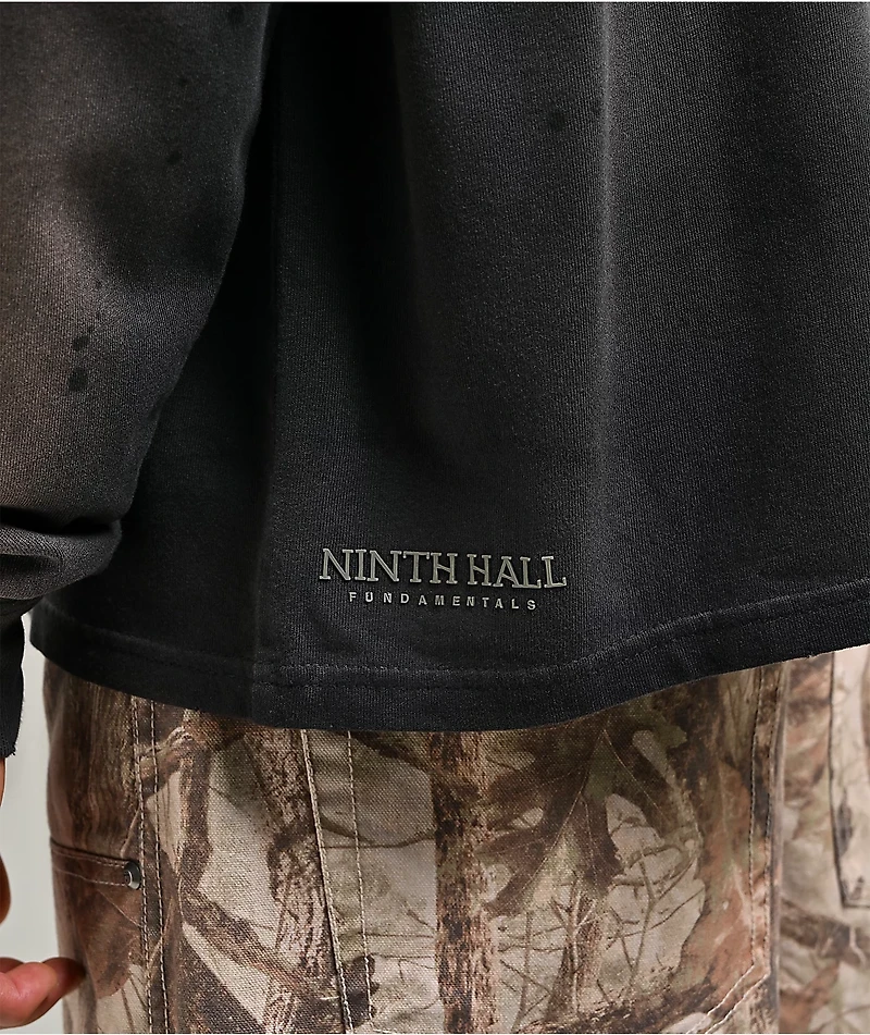 Ninth Hall Fundamentals Distressed Black Wash Long Sleeve T-Shirt
