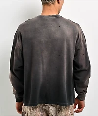 Ninth Hall Fundamentals Distressed Black Wash Long Sleeve T-Shirt