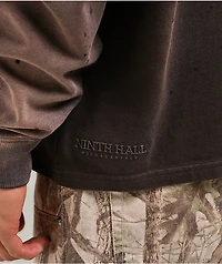 Ninth Hall Fundamentals Distressed Brown Wash Long Sleeve T-Shirt