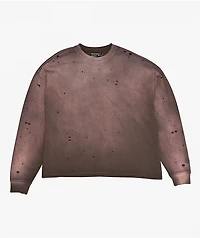 Ninth Hall Fundamentals Distressed Brown Wash Long Sleeve T-Shirt