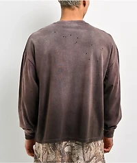 Ninth Hall Fundamentals Distressed Brown Wash Long Sleeve T-Shirt