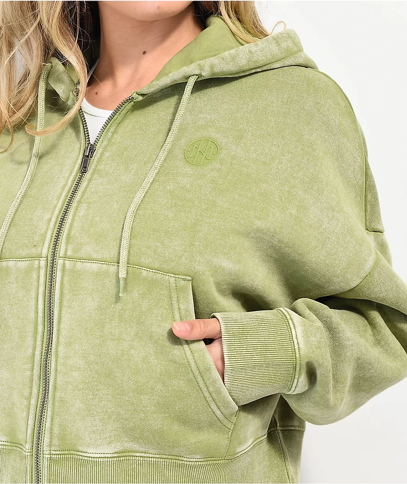 Ninth Hall Fundamentals Epsom Wash Boxy Crop Zip Hoodie