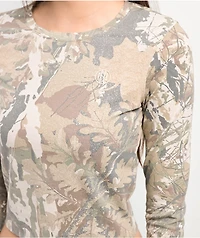Ninth Hall Fundamentals Estie Light Camo Long Sleeve Crop T-Shirt