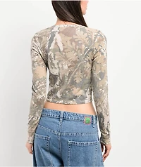 Ninth Hall Fundamentals Estie Light Camo Long Sleeve Crop T-Shirt