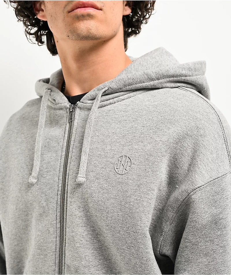 Ninth Hall Fundamentals Heather Grey Boxy Zip Hoodie