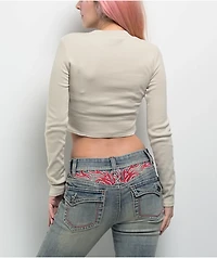 Ninth Hall Fundamentals Krystie Beige Long Sleeve Crop T-Shirt