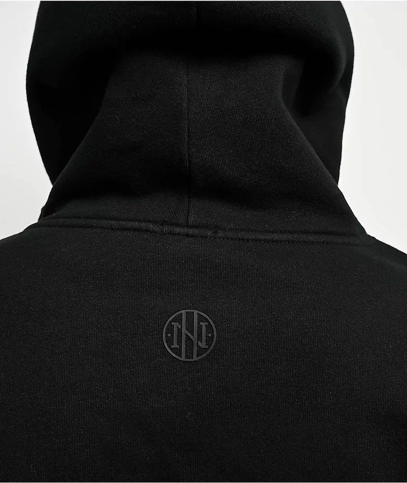 Ninth Hall Fundamentals Logo Black Washed Oversized Hoodie
