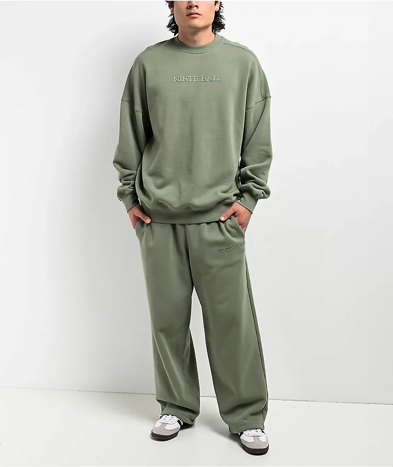 Ninth Hall Fundamentals Logo Light Green Oversized Crewneck Sweatshirt