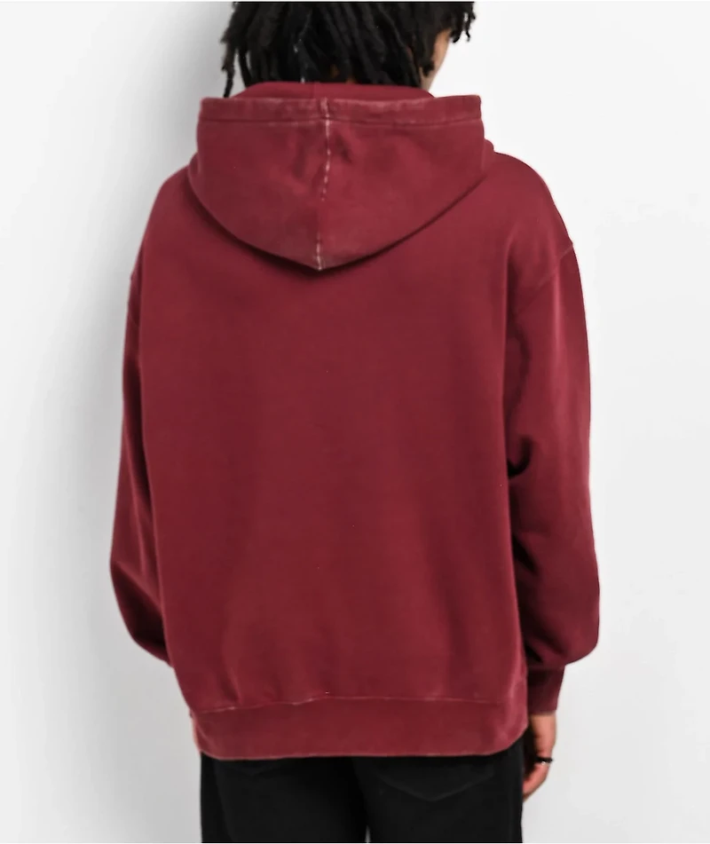 Ninth Hall Fundamentals Maroon Wash Boxy Hoodie