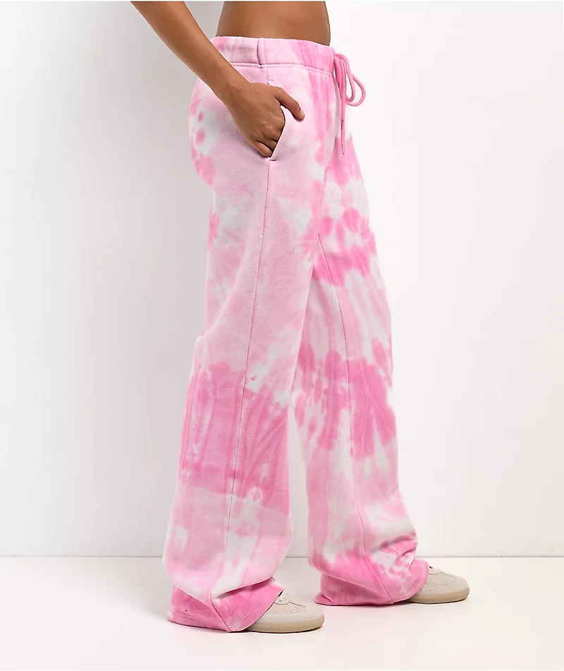 Ninth Hall Fundamentals Mellie Tie Dye Pink Wide Leg Sweatpants