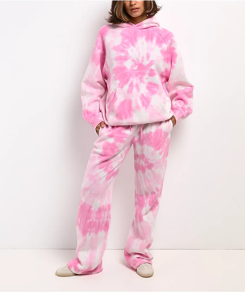 Ninth Hall Fundamentals Mellie Tie Dye Pink Wide Leg Sweatpants