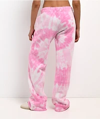 Ninth Hall Fundamentals Mellie Tie Dye Pink Wide Leg Sweatpants