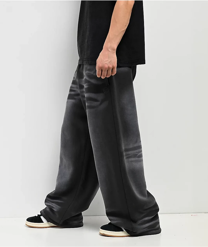 Ninth Hall Fundamentals Open Hem Grey Wash Baggy Sweatpants