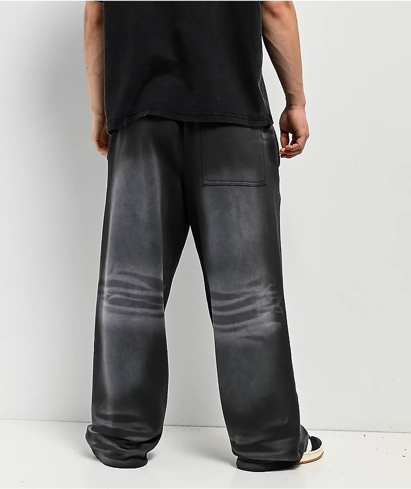 Ninth Hall Fundamentals Open Hem Grey Wash Baggy Sweatpants