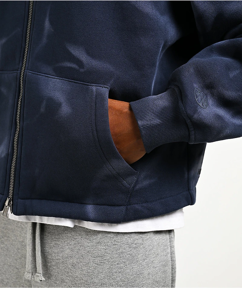 Ninth Hall Fundamentals Open Hem Purple Wash Crop Zip Hoodie