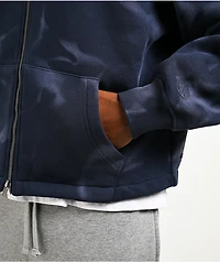 Ninth Hall Fundamentals Open Hem Purple Wash Crop Zip Hoodie