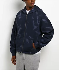 Ninth Hall Fundamentals Open Hem Purple Wash Crop Zip Hoodie