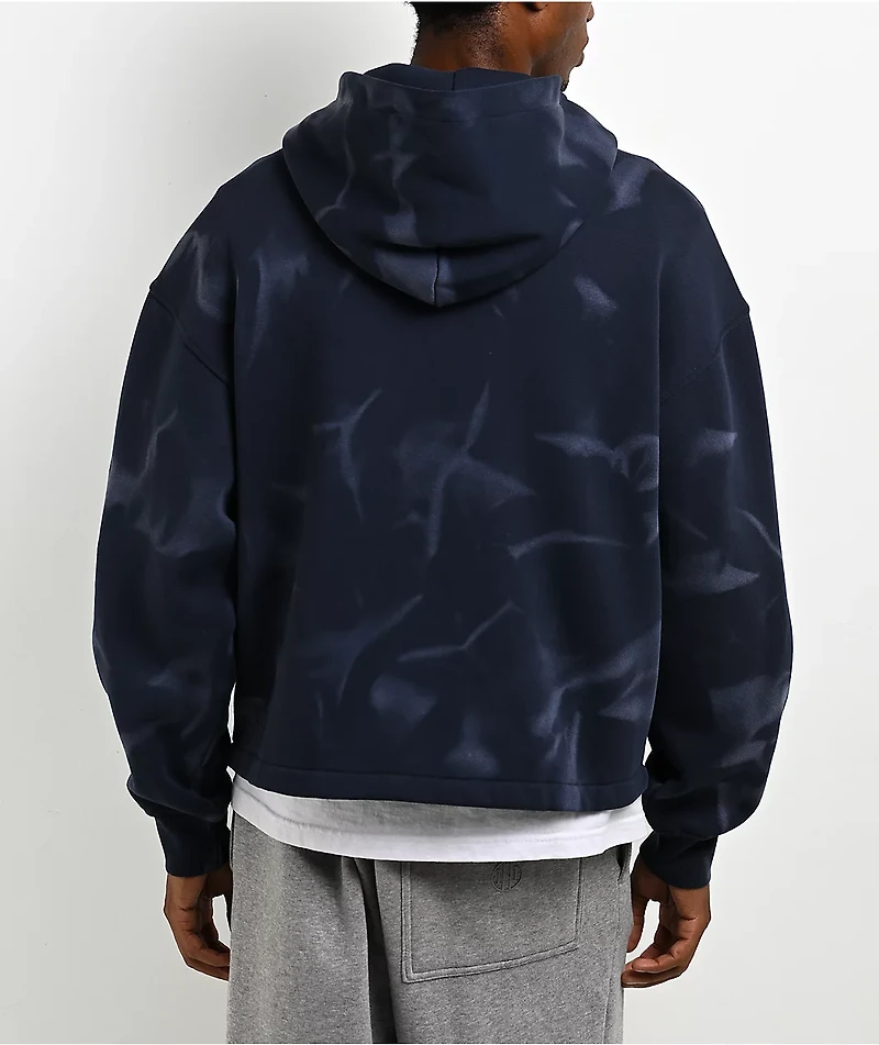 Ninth Hall Fundamentals Open Hem Purple Wash Crop Zip Hoodie