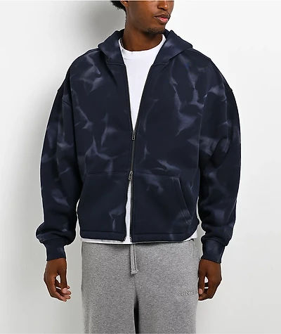 Ninth Hall Fundamentals Open Hem Purple Wash Crop Zip Hoodie